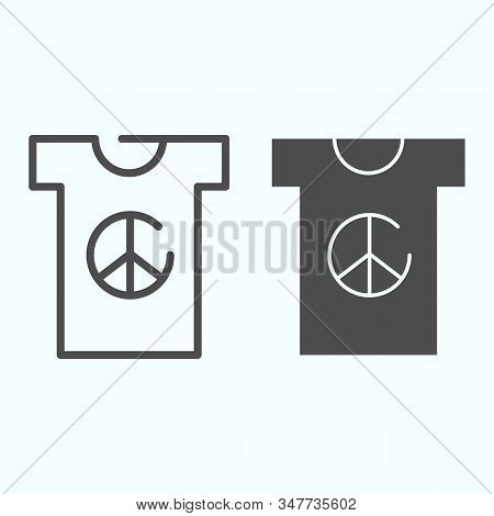 Peace Symbol On T-shirt Line And Solid Icon. Peace Shirt Vector Illustration Isolated On White. T-sh