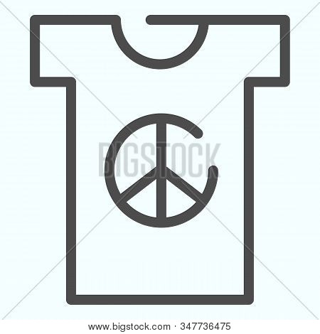 Peace Symbol On T-shirt Line Icon. Peace Shirt Vector Illustration Isolated On White. T-shirt With P