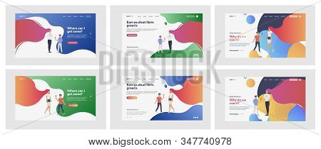 Set Person Giving Present To Woman. Flat Vector Illustrations Of Son Giving Flower To Mother. Mother