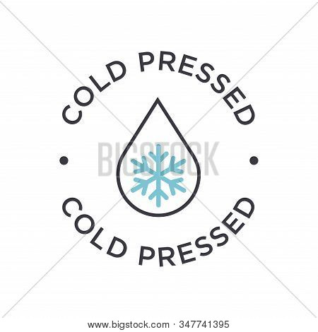 Cold Pressed Icon For Labels Of Juices, Oils And Other Products. Round Symbol.