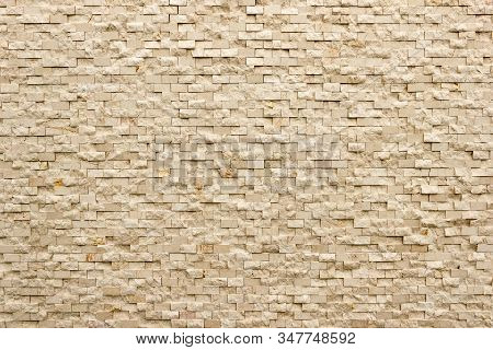 Rectangular Marble Tiles In Beige Color. Beige Marble Wall Texture Wallpaper Background.