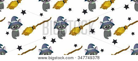 School Of Magic. Magic. The Cat Is Black. Broom For Flying. Magic Items.