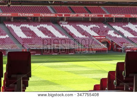 Lisboa, Portugal - April 2018: Tribunes Fragment At Estadio Da Luz - The Official Playground Of Fc B