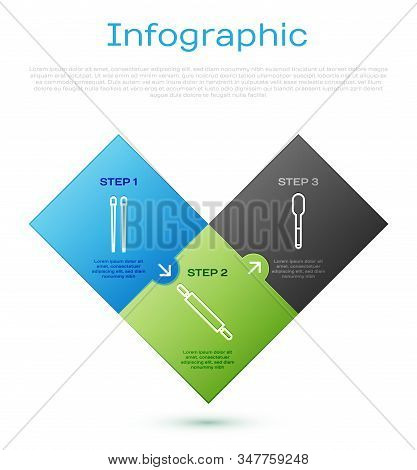 Set Line Food Chopsticks, Spoon And Rolling Pin. Business Infographic Template. Vector