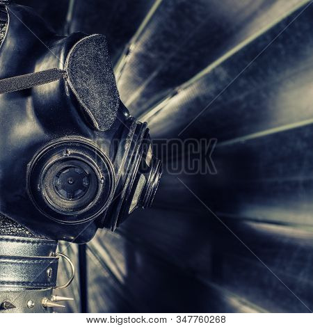 Close Up Bdsm Outfit. Bondage, Kinky Adult Sex Games, Kink And Bdsm Lifestyle Concept With Gas Masko