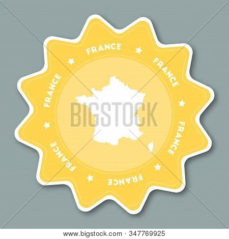 France Map Sticker In Trendy Colors. Star Shaped Travel Sticker With Country Name And Map. Can Be Us