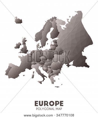 Europe Map. Actual Low Poly Style Continent Map. Lively Vector Illustration.