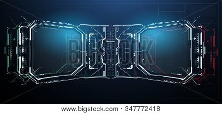 Hud Control Panel. High Tech Screen Digital Hologram Frame. Futuristic Abstract Hud. Infographics Sc