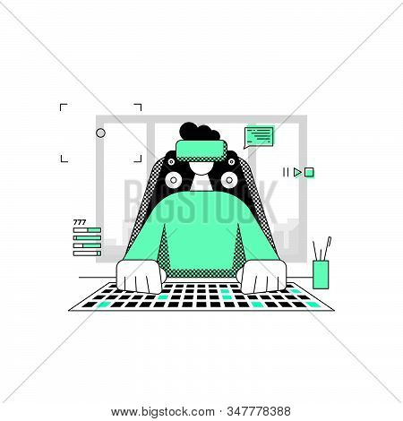 Virtual Reality Computer Gamer Person