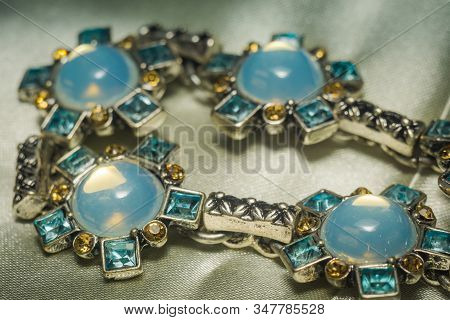 Silver Bracelet With Fake Opalite