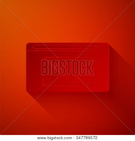 Paper Cut Mail And E-mail Icon Isolated On Red Background. Envelope Symbol E-mail. Email Message Sig