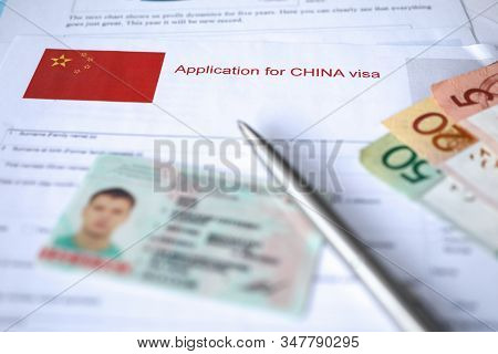 China Visa Application Form, Consular Fee Payment. Permission Document Giving Right To Cross Border.