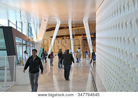 Oslo, Norway - August 2, 2015: People Visit Oslo Opera House In Norway. The Building Designed By Sno