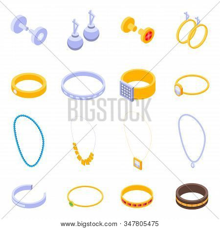 Jewellery Icons Set. Isometric Set Of Jewellery Vector Icons For Web Design Isolated On White Backgr