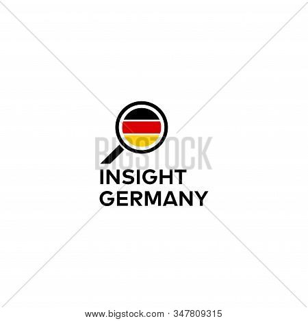 Modern Logo Design Of Germany Flag And Searching Icon With White Background - Eps10 - Vector.