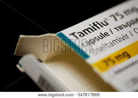 Bucharest, Romania - January 26, 2020: Close Up Image With A Tamiflu Package. Tamiflu Is An Antivira