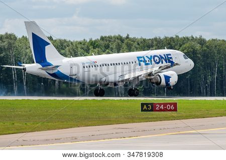 July 2, 2019, Moscow, Russia. Airplane Airbus A319-100 Fly One Airlines At Vnukovo Airport In Moscow