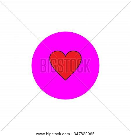 Heart Icon. The Red Love Icon And Decorated With Pink Circles, The Isolated Heart Icon White Backgro