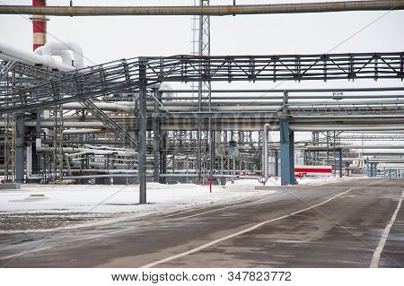 Oil And Gas Industrial. Oil Refinery Plant Form Industry