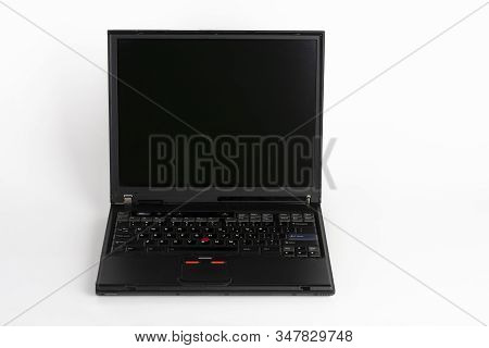 Old Laptop On White Background, Which Was Produced In 2003, Diagonal Screen Size 14 Inches, Outer Co