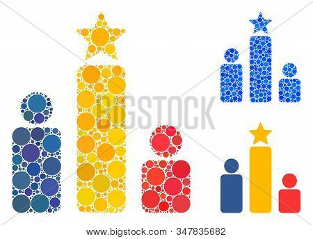 Social Rating Mosaic Of Spheric Dots In Variable Sizes And Color Tints, Based On Social Rating Icon.