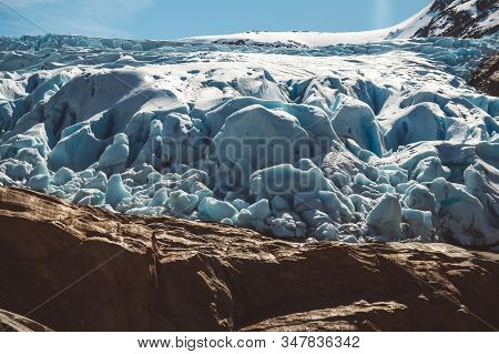 Beautiful Scenery On The Mountains And The Glacier Svartisen Landscape In Norway Scandinavian Nature