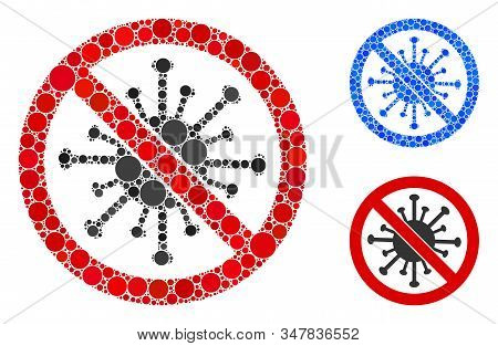 Stop Coronavirus Mosaic Of Round Dots In Different Sizes And Shades, Based On Stop Coronavirus Icon.