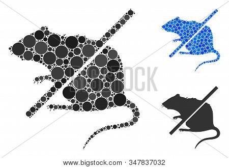 Stop Rats Mosaic Of Small Circles In Variable Sizes And Color Tints, Based On Stop Rats Icon. Vector