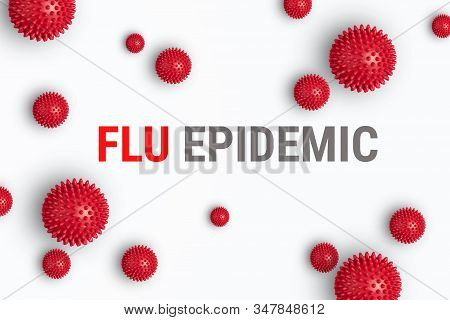 Abstract Banner Flu Virus Strain Model. Outbreak Respiratory Syndrome And Novel Coronavirus 2019-nco