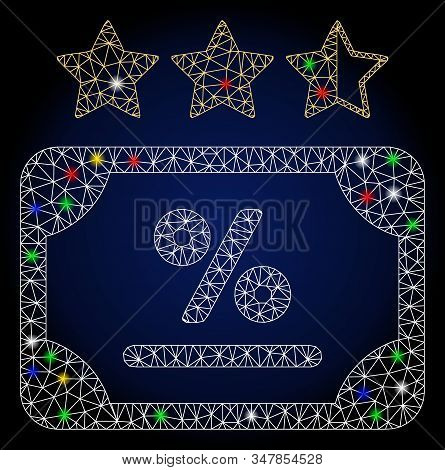 Glowing Mesh Bond Rating With Glitter Effect. Abstract Illuminated Model Of Bond Rating. Shiny Wire 