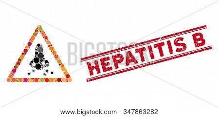 Mosaic Respiratory Infection Warning Icon And Grunge Stamp Watermark With Hepatitis B Phrase Between