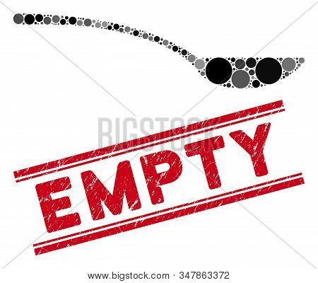 Mosaic Empty Spoon Icon And Grunge Stamp Watermark With Empty Text Between Double Parallel Lines. Mo
