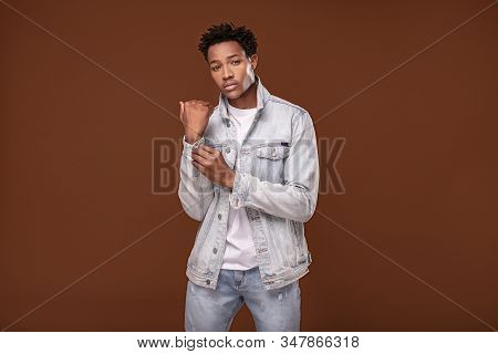 Fashionable African Man In Jeans Clothes.