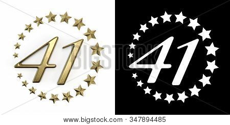 Number 41 (number Forty-one) Anniversary Celebration Design With A Circle Of Golden Stars On A White