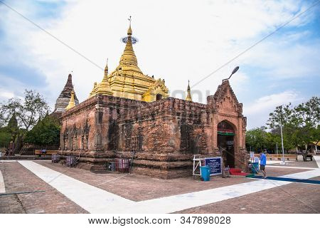 Began, Burama-March 9, 2017: Temple with golden roof  in Bagan, Myanmar. Burma