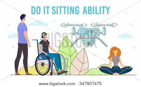 Digital Technologies, Modern Gadgets And Devices For Disabled People Trendy Flat Vector Concept. Dis