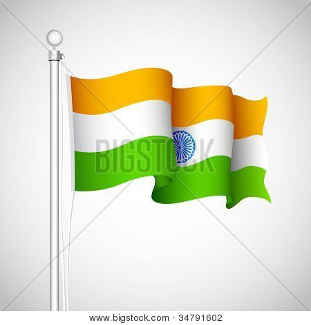 Illustration der indischen Tricolor Fahnenschwingen hoch