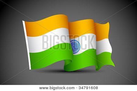 Abbildung des indischen Tricolor Flags auf abstrakten Hintergrund