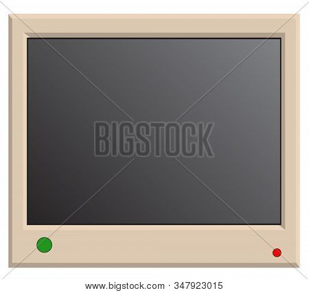 Retro Beige Computer Monitor Isolated Over A White Background