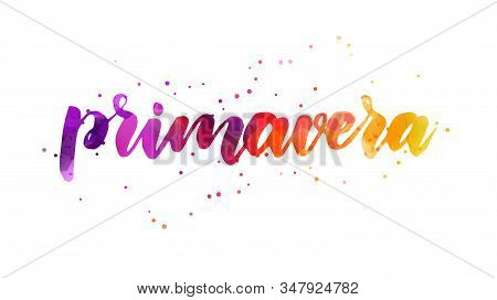 Primavera (spring In Spanish) - Inspirational Handwritten Modern Calligraphy Watercolor Lettering Te
