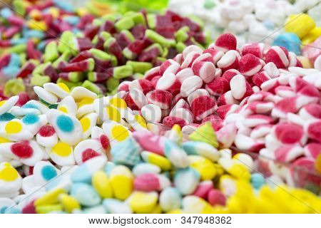Assortment Of Jellied Colored Sweets As A Product Background