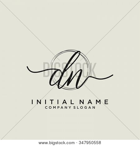 Dn Initial Handwriting Logo With Circle Template Vector.