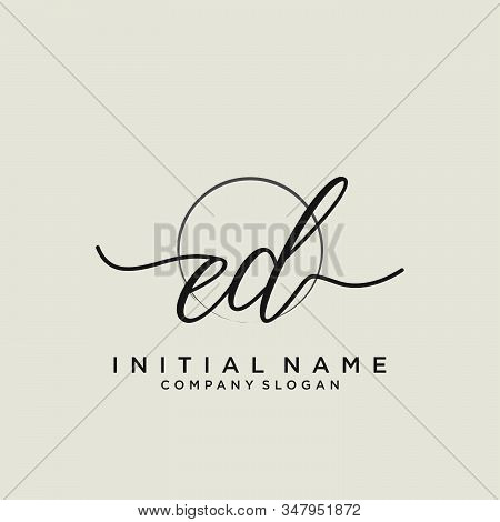 Ed Initial Handwriting Logo With Circle Template Vector.