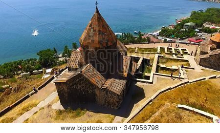 Aerial View Of Sevanavank Monastery Complex, Old Architecture In Armenia