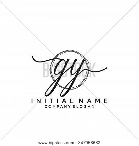 Gy Initial Handwriting Logo With Circle Template Vector.