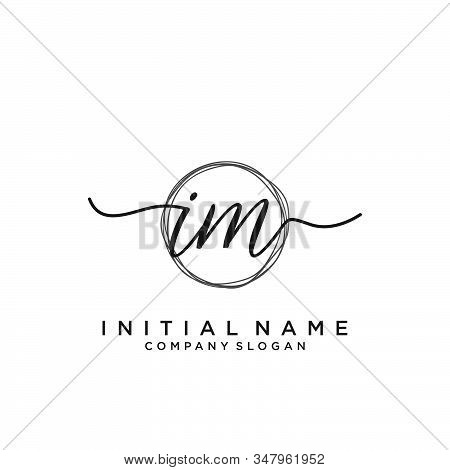 Im Initial Handwriting Logo With Circle Template Vector.