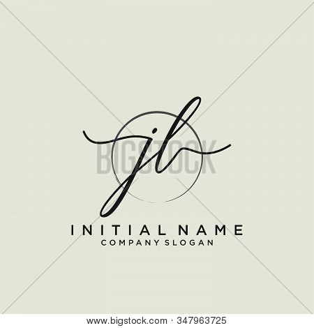 Jl Initial Handwriting Logo With Circle Template Vector.