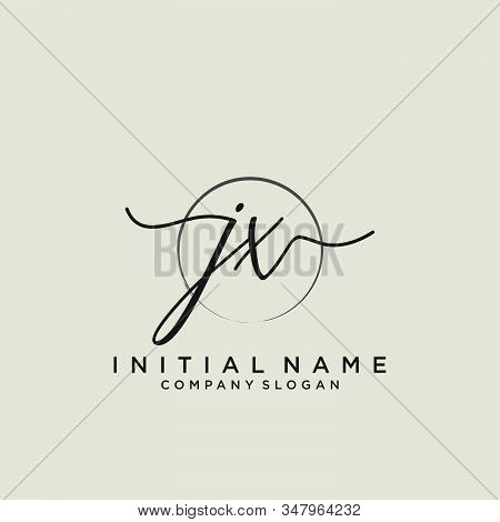 Jx Initial Handwriting Logo With Circle Template Vector.