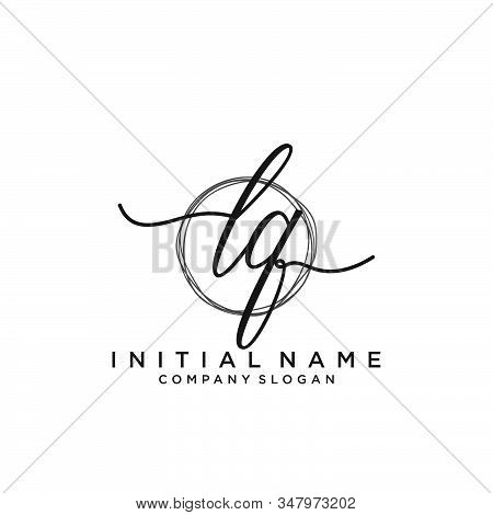 Lq Initial Handwriting Logo With Circle Template Vector.