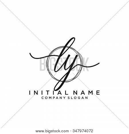 Ly Initial Handwriting Logo With Circle Template Vector.